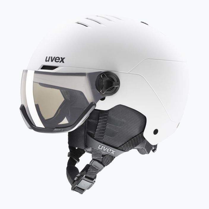 Kask narciarski UVEX Wanted Visor Pro V white matt/variomatc smoke 6