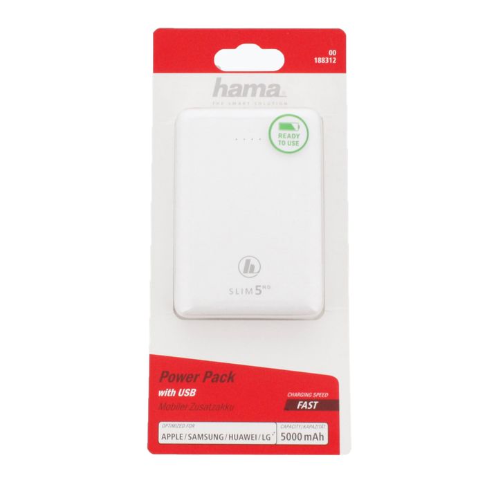 Powerbank Hama Slim 5HD Power Pack 5000 mAh biały 1883120000 2