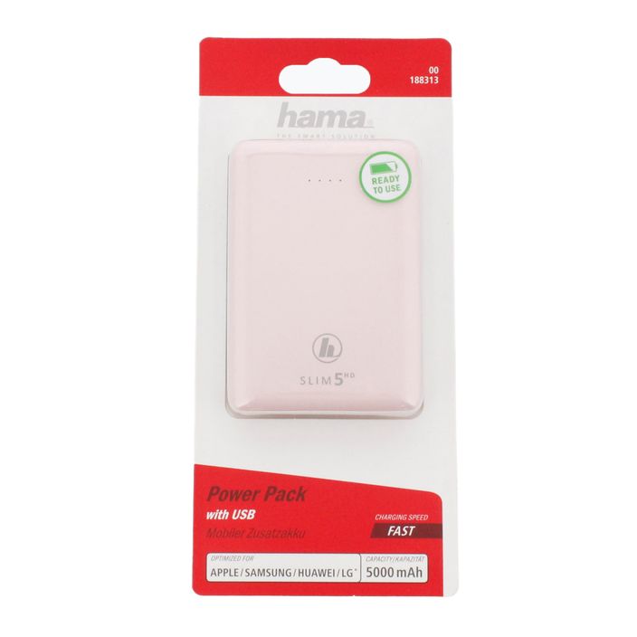 Powerbank Hama Slim 5HD Power Pack 5000 mAh różowy 1883130000 2