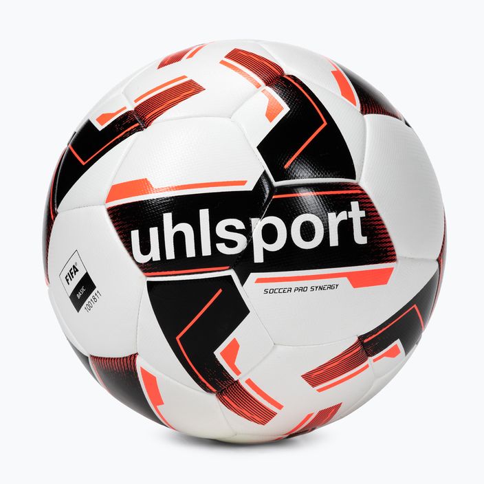 Piłka do piłki nożnej uhlsport Soccer Pro Synergy biała/czarna/neonowa czerwona rozmiar 4