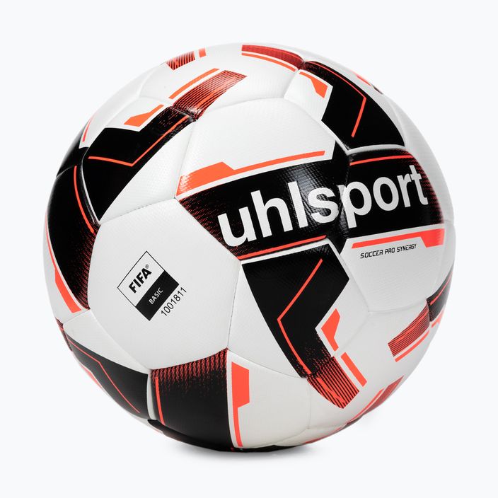 Piłka do piłki nożnej uhlsport Soccer Pro Synergy biała/czarna/neonowa czerwona rozmiar 4 2