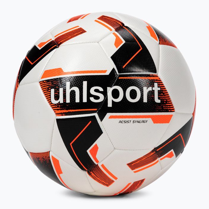Piłka do piłki nożnej uhlsport Resist Synergy biała/czarna/neonowa pomarańczowa rozmiar 5 3
