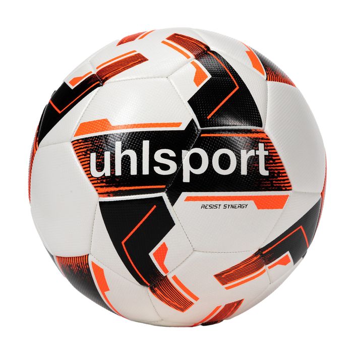 Piłka do piłki nożnej uhlsport Resist Synergy biała/czarna/neonowa pomarańczowa rozmiar 5 2