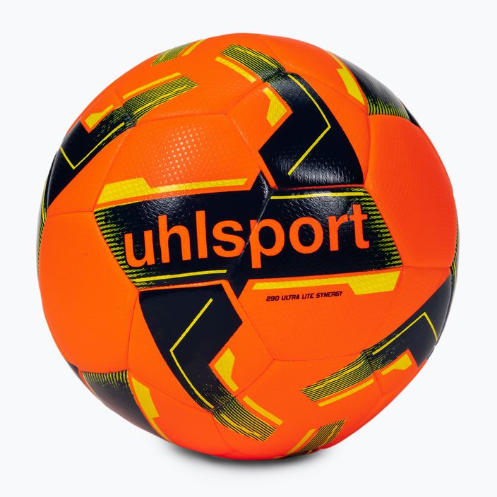 Piłka do piłki nożnej uhlsport 290 Ultra Lite Synergy neonowa pomarańczowa/granatowa rozmiar 4