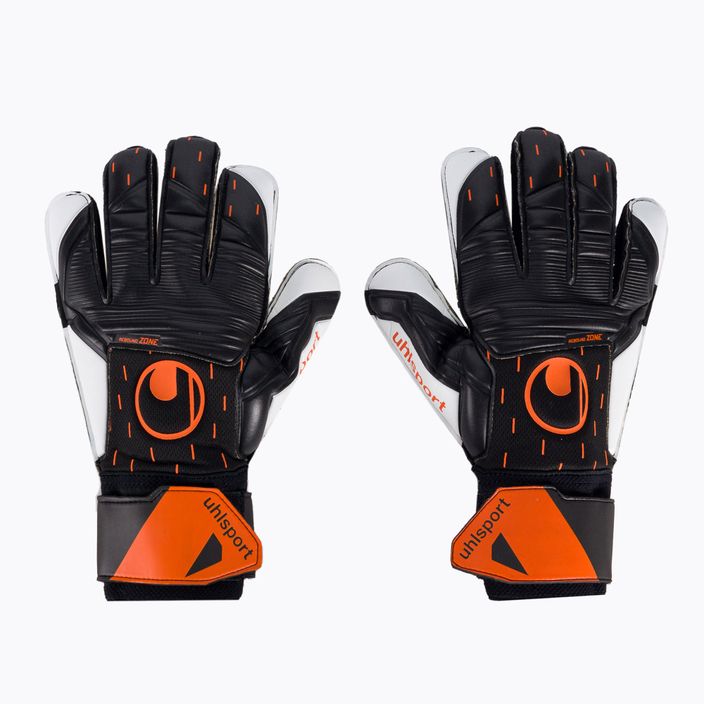 Rękawice bramkarskie uhlsport Speed Contact Soft Pro czarne/białe/neonowe pomarańczowe