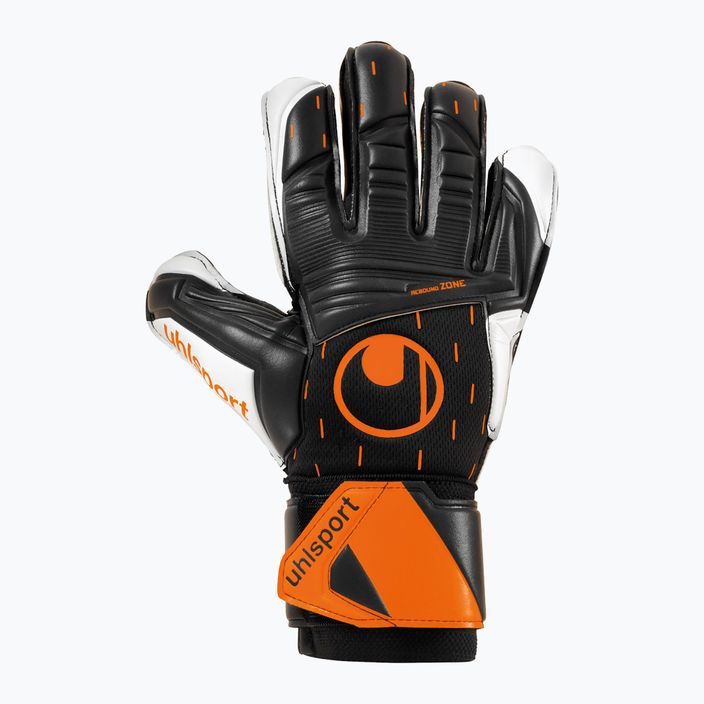 Rękawice bramkarskie uhlsport Speed Contact Supersoft czarne/białe/neonowe pomarańczowe 5