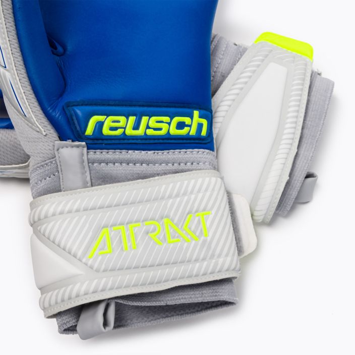 Rękawice bramkarskie Reusch Attrakt Grip Evolution Finger Support vapor gray/safety yellow/deep blue 4
