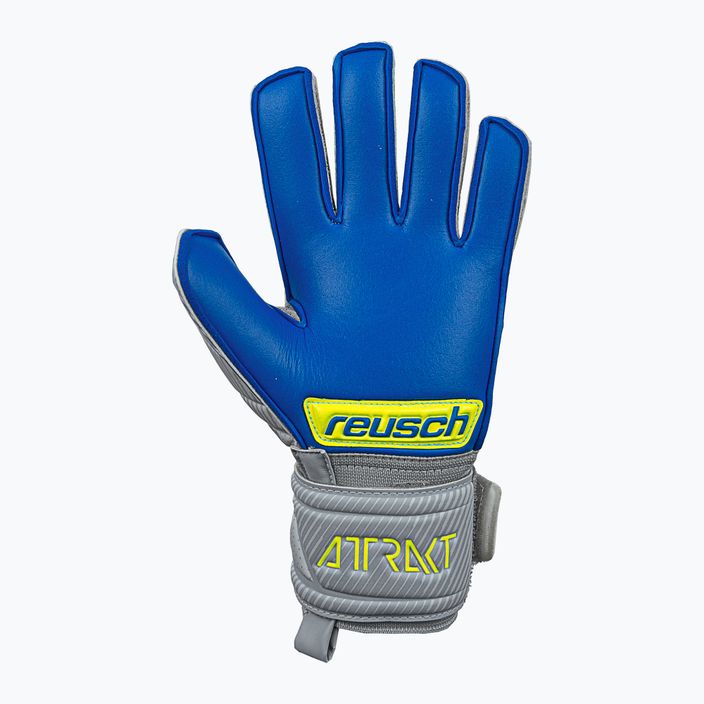 Rękawice bramkarskie dziecięce Reusch Attrakt Silver vapor gray/safety yellow/deep blue 8
