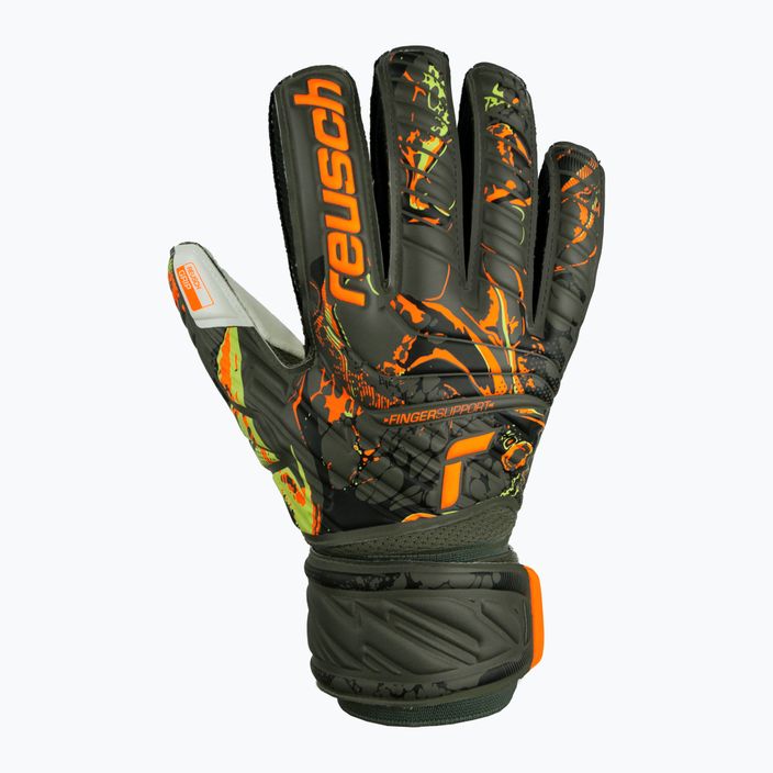 Rękawice bramkarskie Reusch Attrakt Grip Finger Support desert green/shocking orange 5