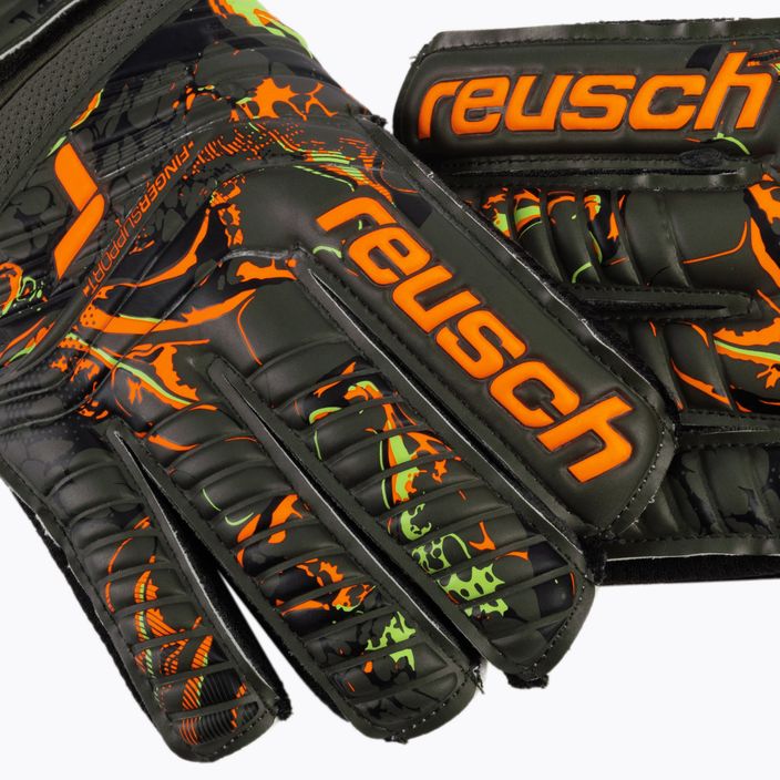 Rękawice bramkarskie Reusch Attrakt Grip Finger Support desert green/shocking orange 4