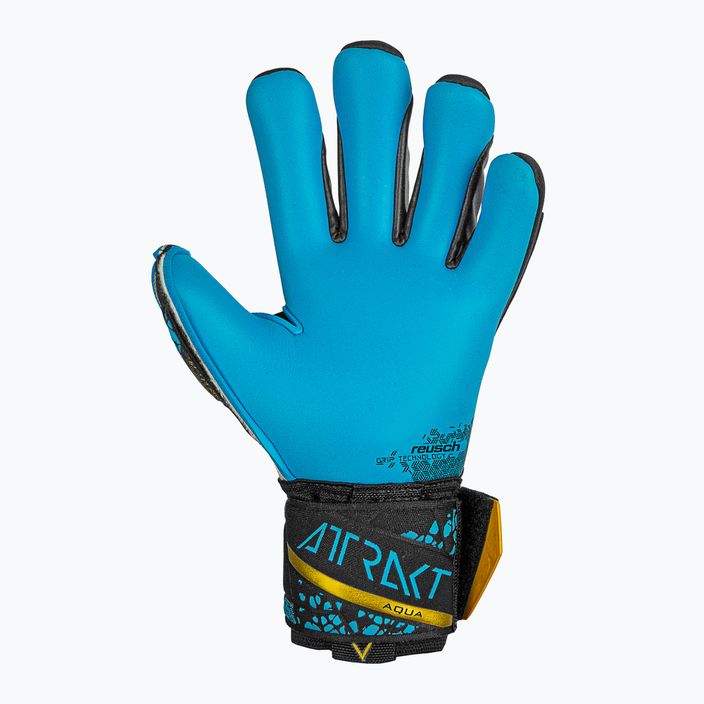 Rękawice bramkarskie Reusch Attrakt Aqua Finger Support black/gold/aqua 3