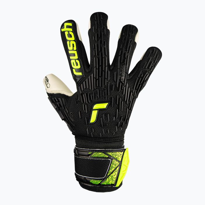 Rękawice bramkarskie dziecięce Reusch Attrakt Freegel Gold Finger Support Junior black/safety yellow 2