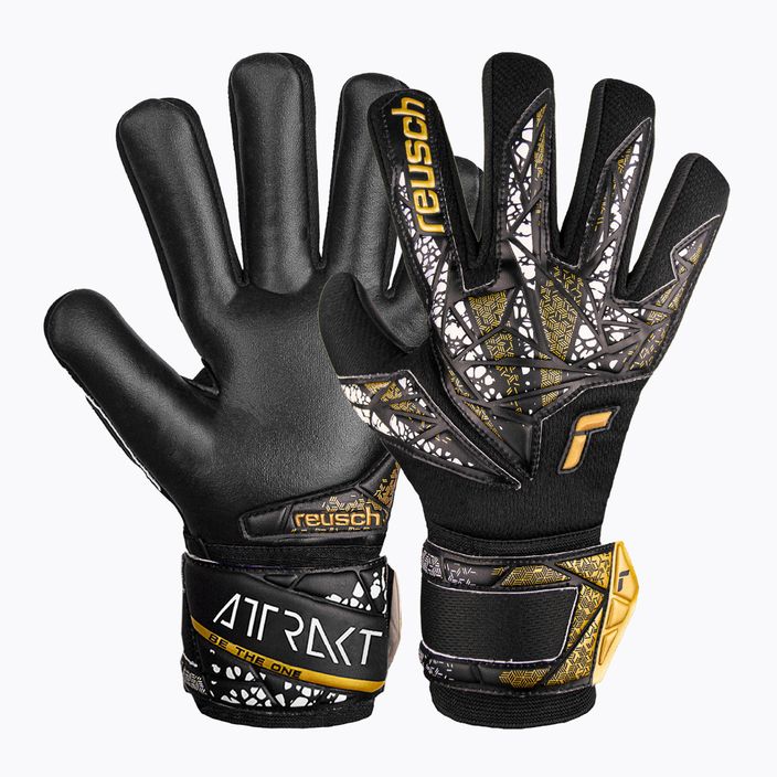 Rękawice bramkarskie dziecięce Reusch Attrakt Silver NC Finger Support Junior black/gold/white/black