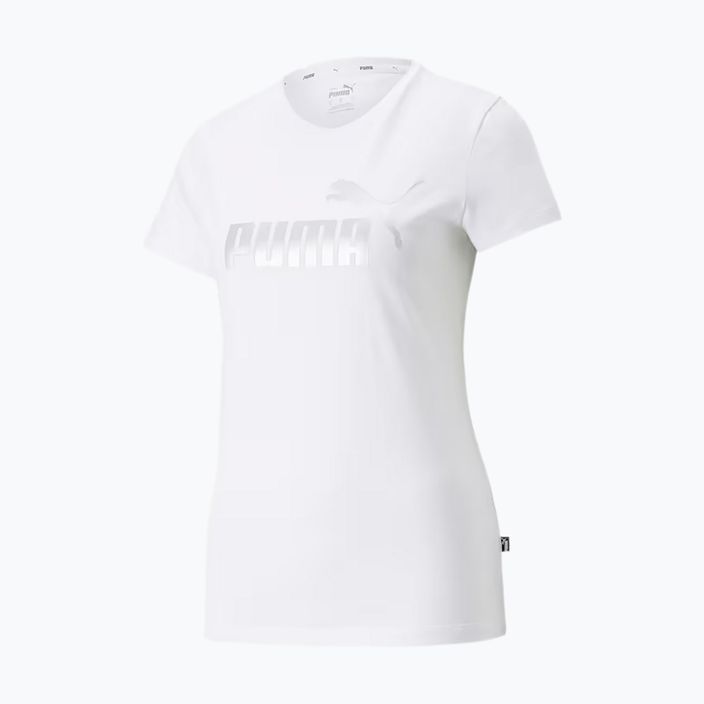 Koszulka damska PUMA ESS+ Metallic Logo Tee puma white/silver metallic