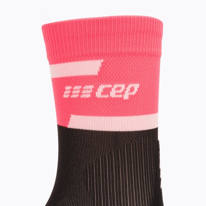 Skarpety kompresyjne do biegania damskie CEP 4.0 Mid Cut pink/black 3