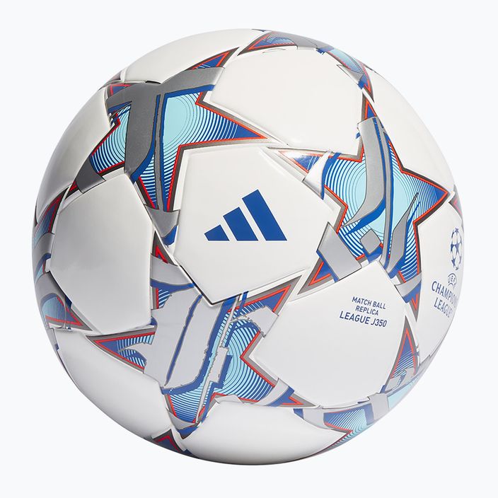 Piłka do piłki nożnej adidas UCL League 23/24 white/silver metallic/bright cyan/royal blue rozmiar 5