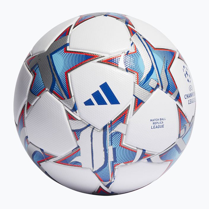 Piłka do piłki nożnej adidas UCL League 23/24 white/silver metallic/bright cyan rozmiar 5