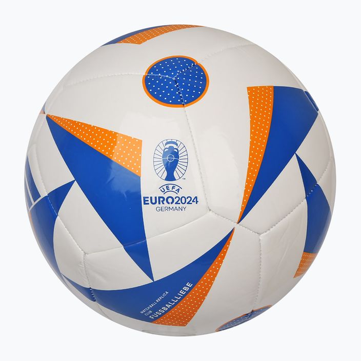 Piłka do piłki nożnej adidas Fussballiebe Club EURO 2024 white/glow blue/lucky orange rozmiar 5