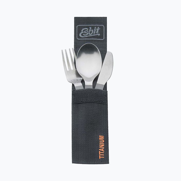 Zestaw sztućców Esbit 3-Pcs Titanium Cutlery-Set W/ Carabiner And Pocket titanium 2