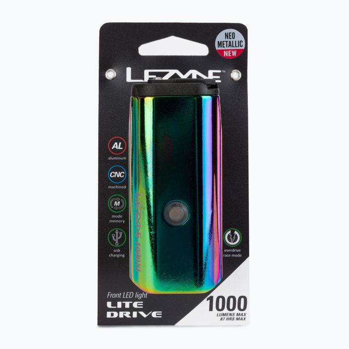 Lampka rowerowa przednia Lezyne Led Lite Drive 1000XL USB neon metallic 5
