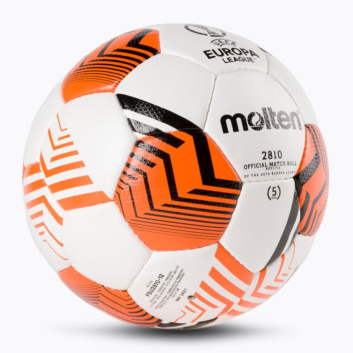 Piłka do piłki nożnej Molten F5U2810-12 Europa League 2021/22 biała/pomarańczowa rozmiar 5 2