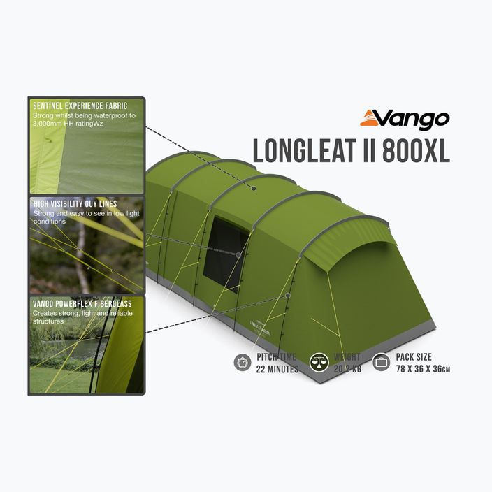 Namiot kempingowy 8-osobowy Vango Longleat II 800XL herbal 12