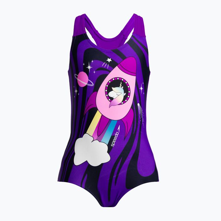 Strój pływacki jednoczęściowy dziecięcy Speedo Digital Placement purple/black