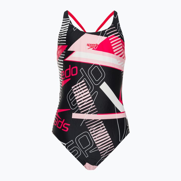 Strój pływacki jednoczęściowy dziecięcy Speedo Printed Tie-Back black/red