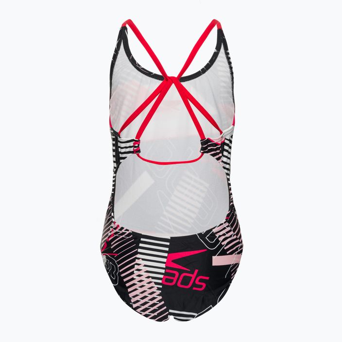 Strój pływacki jednoczęściowy dziecięcy Speedo Printed Tie-Back black/red 2