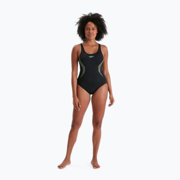 Strój pływacki jednoczęściowy damski Speedo Placement Muscleback black/tile/atomic lime 7