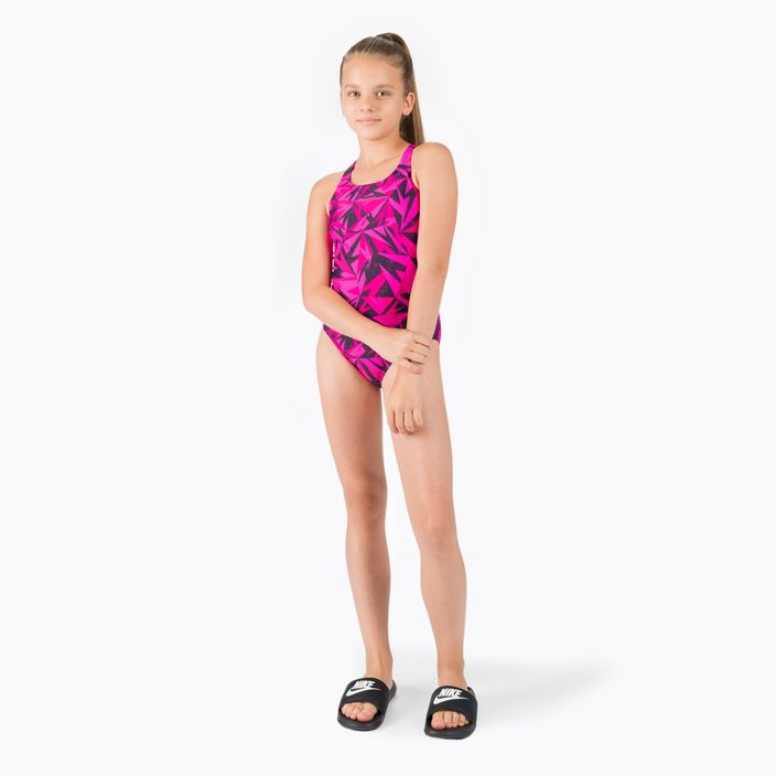 Strój pływacki jednoczęściowy dziecięcy Speedo HyperBoom Logo Medalist black/pink/ecstatic 2