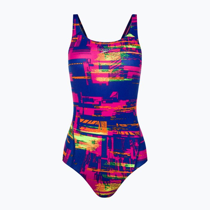 Strój pływacki jednoczęściowy damski Speedo Allover Recordbreaker blue/pink