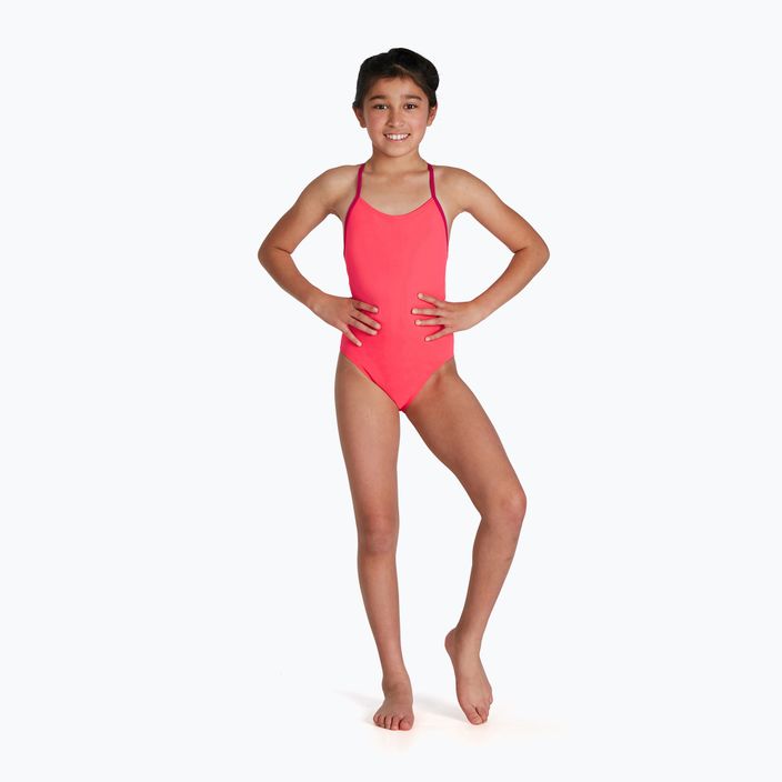 Strój pływacki jednoczęściowy dziecięcy Speedo Lane Line Back Solid phoenix red/magenta 5