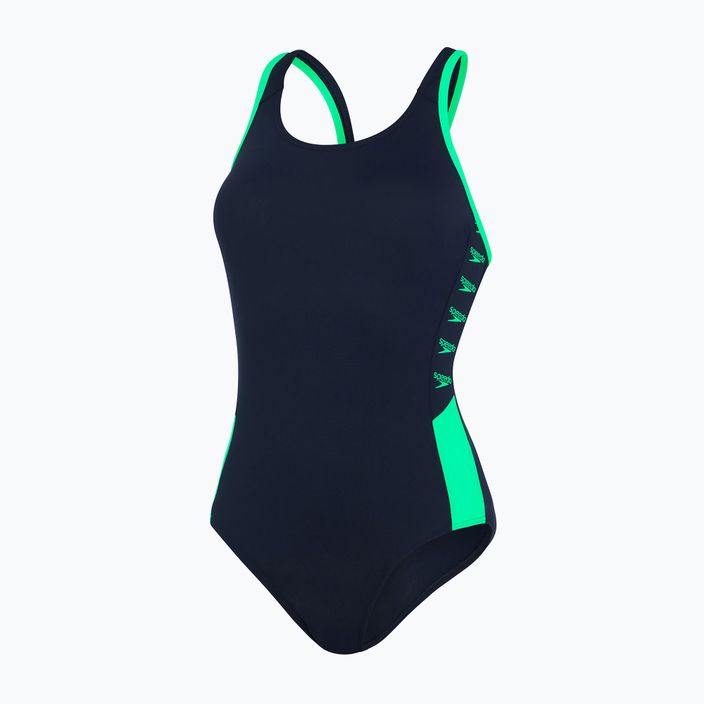 Strój pływacki jednoczęściowy damski Speedo Boom Logo Splice Muscleback true navy/fake green 5