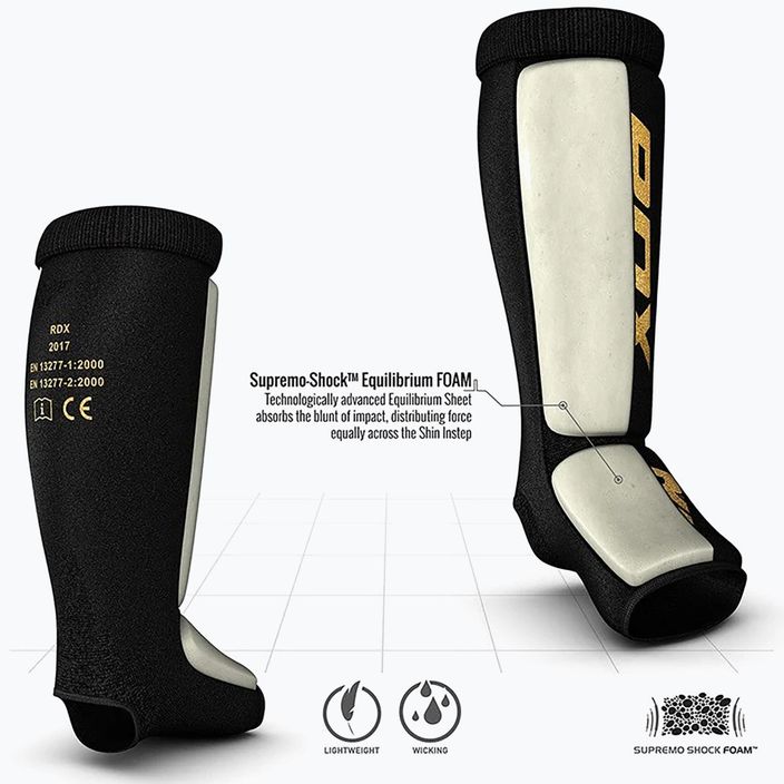 Ochraniacze piszczeli i stóp RDX Hosiery Shin Instep Foam black/gold 3