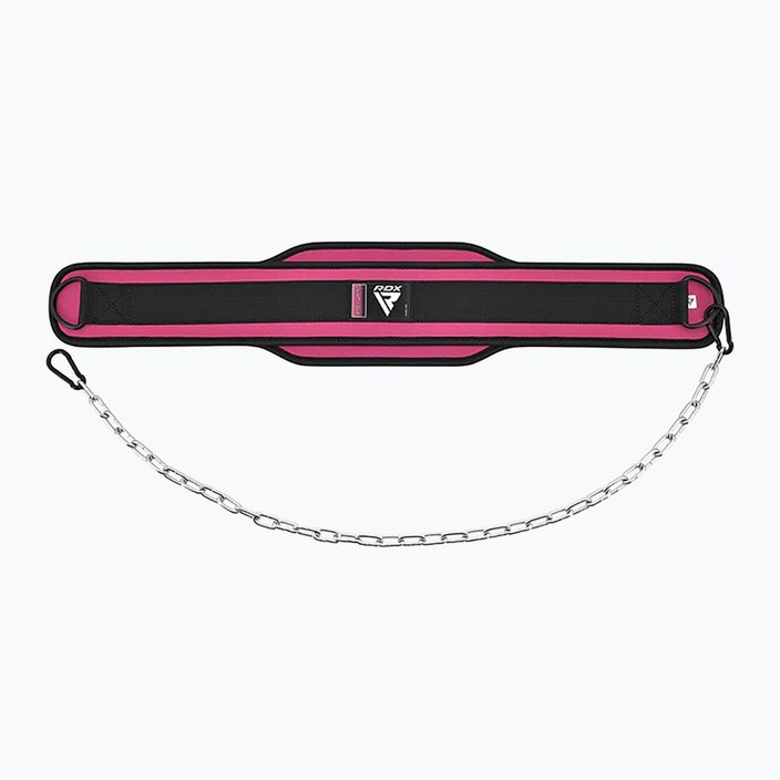 Pas do podnoszenia ciężarów RDX Pro Dipping Belt 2 Layer pink 2