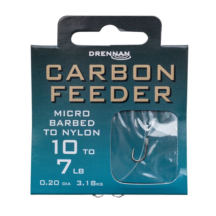 Przypon do methody Drennan Carbon Feeder hak z zadziorem + żyłka 8 szt. brązowy HNCFDM016 2