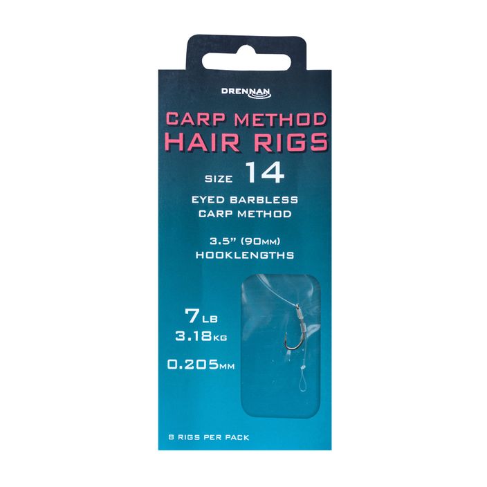 Przypon do methody Drennan Carp Method Hair Rigs z oczkiem hak bezzadziorowy + żyłka 8 szt. bezbarwny HNHCMT014 2