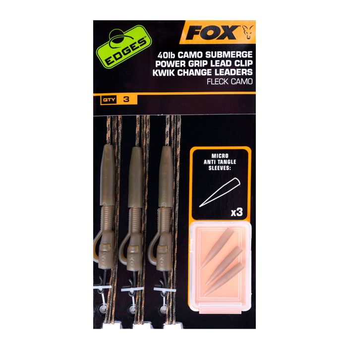 Przypon karpiowy Fox International Edges Camo Submerge Power Grip Lead Clip Kwik Change Kit 30lb 2