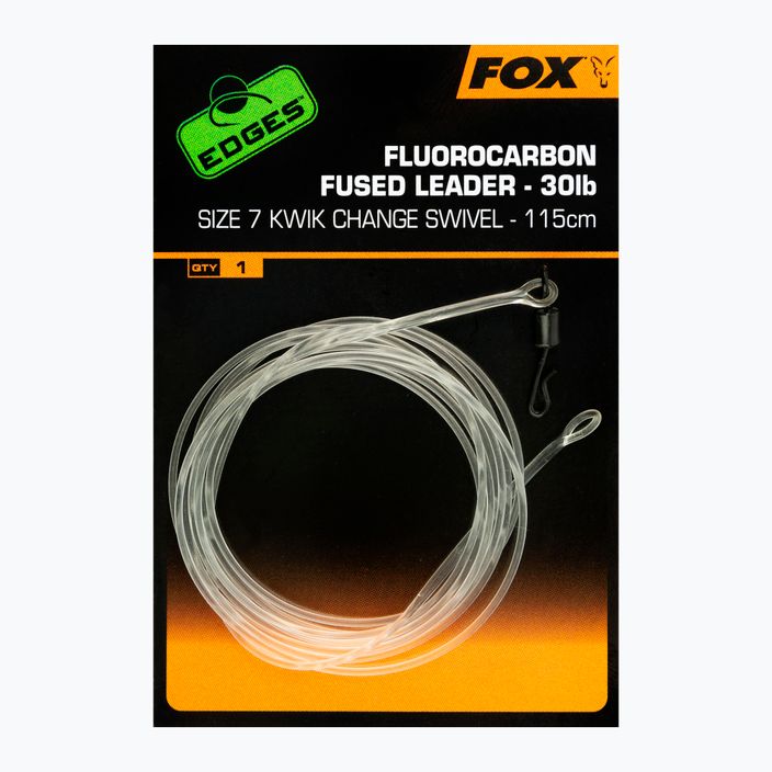 Przypon karpiowy Fox International Fluorocarbon Fused Leader 30 lb - Kwik Change Swivel 115 cm