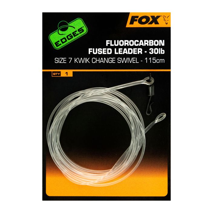 Przypon karpiowy Fox International Fluorocarbon Fused Leader 30 lb - Kwik Change Swivel 115 cm 2