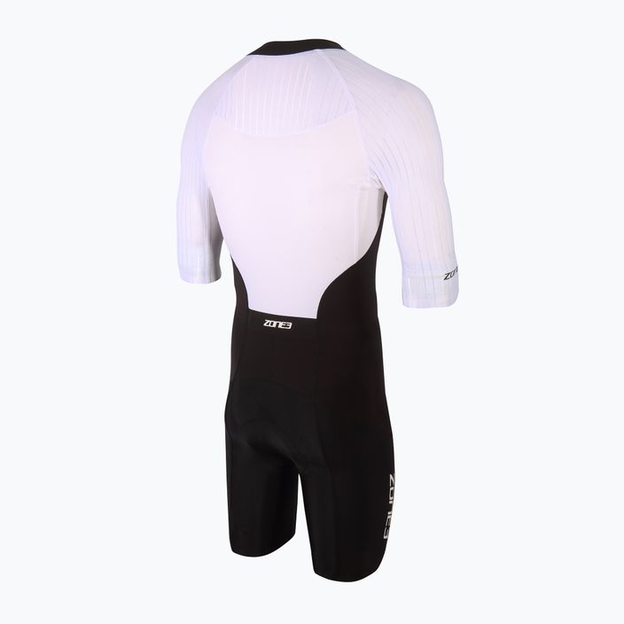 Kombinezon triathlonowy męski ZONE3 Lava Long Distance Full Zip Aero Suit black/white/red 2