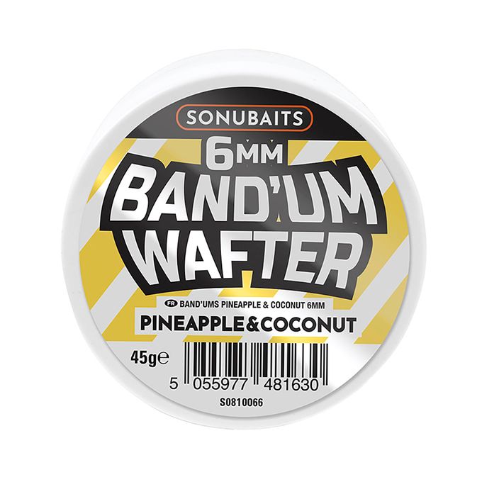 Przynęta haczykowa dumbells Sonubaits Band'um Wafters - Pineapple & Coconut yellow/white 2