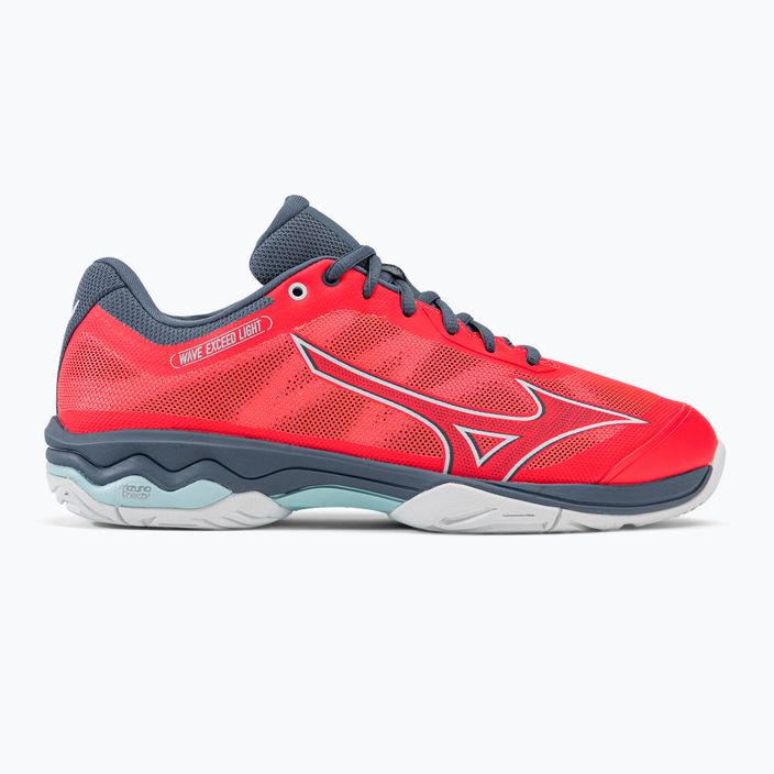 Buty do tenisa damskie Mizuno Wave Exceed Light AC Fierry Coral 2/White/China Blue 61GA221958 2