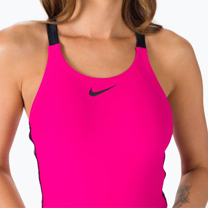 Strój pływacki jednoczęściowy damski Nike Logo Tape Fastback pink prime 6