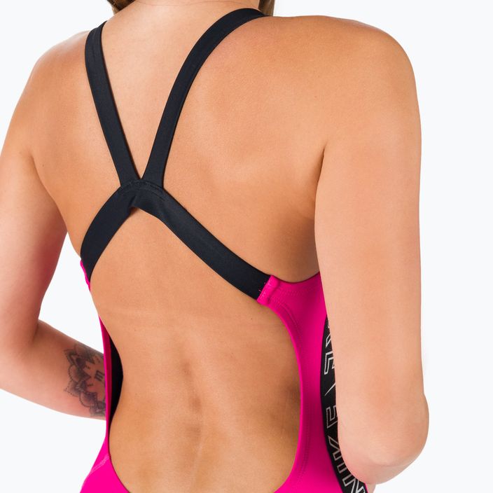 Strój pływacki jednoczęściowy damski Nike Logo Tape Fastback pink prime 8