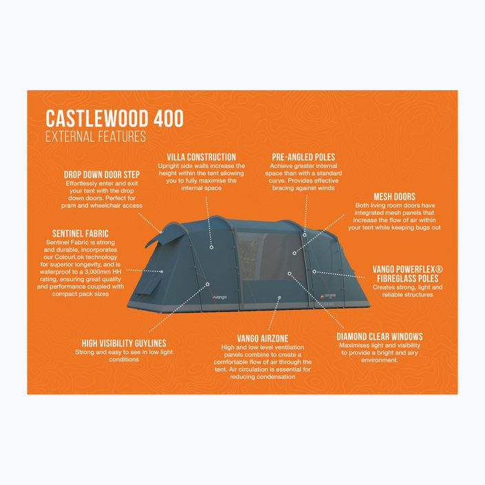 Namiot kempingowy 4-osobowy Vango Castlewood 400 Package mineral green 2