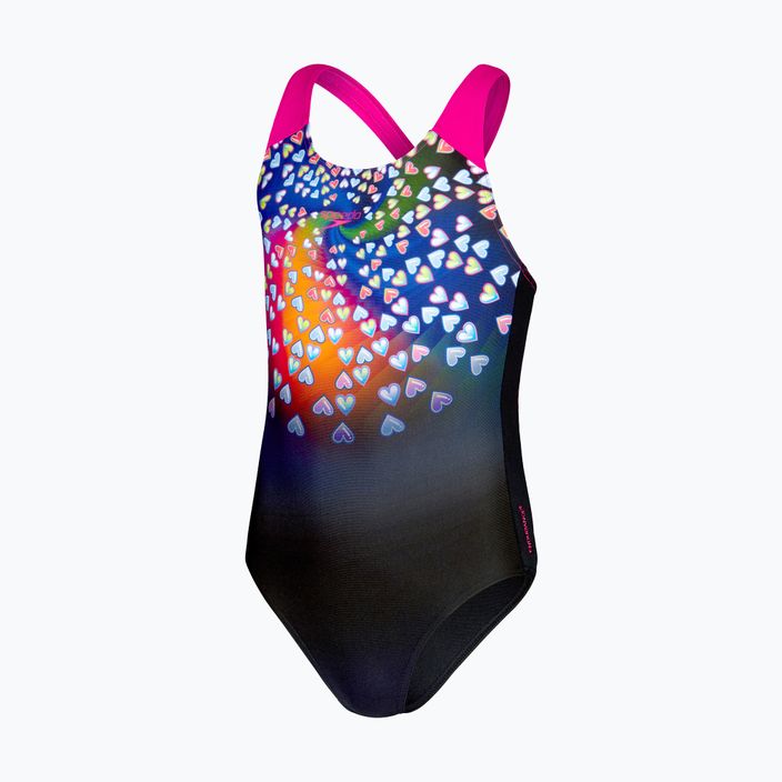Strój pływacki jednoczęściowy dziecięcy Speedo Digital Placement Splashback black/punchy pink/blue 4