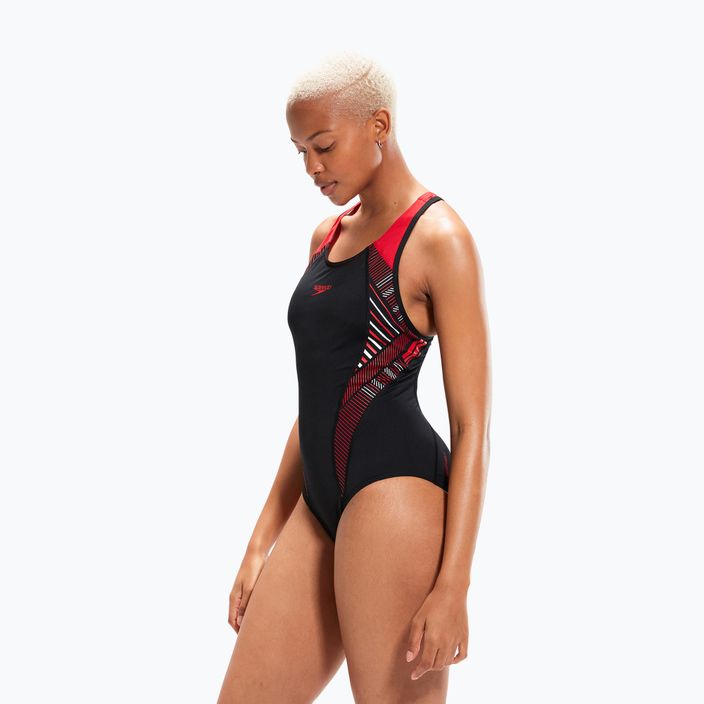 Strój pływacki jednoczęściowy damski Speedo Plastisol Laneback black/fed red/white 7