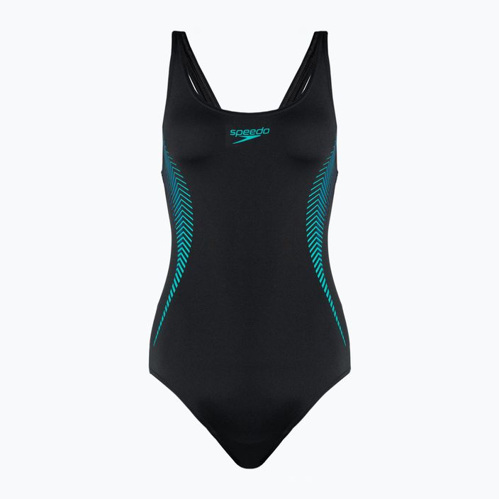 Strój pływacki jednoczęściowy damski Speedo Placement Muscleback black/chroma blue/aquarium